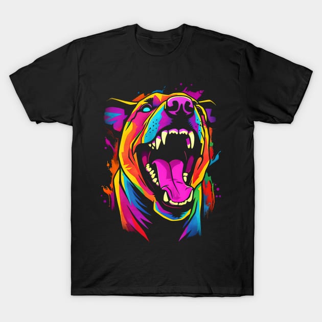 Retro Pop art Pitbull Dog Breed Art T-Shirt by RuftupDesigns